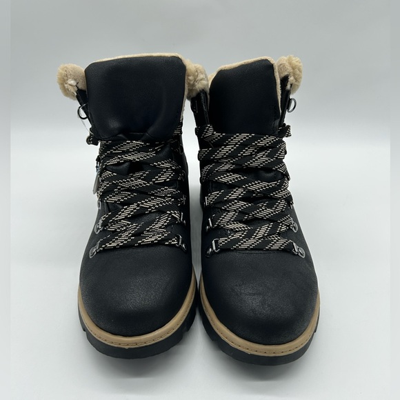 Time & Tru Black Winter Hiker Boots Women’s 7 Vegan All Man-Made Fur Lined – NWT - Picture 5 of 10